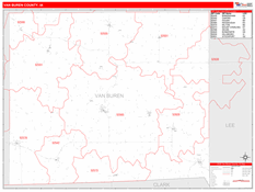 Van Buren County, IA Digital Map Red Line Style